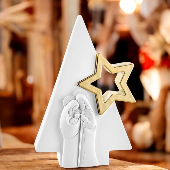 Presepe di natale moderno h13 natività bianco oro bongelli preziosi