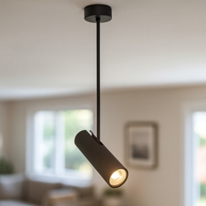 Faretto con asta nero orientabile per soffitto