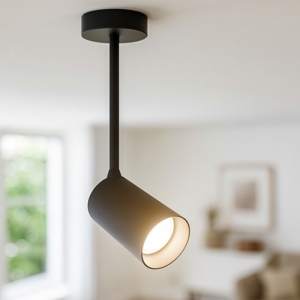 Faretto soffitto con braccetto luce orientabile nero fp
