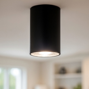 Faretto nero cilindro per interni da soffitto