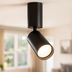 Faretto da soffitto orientabile nero cilindro maytoni focus