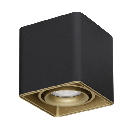 Faretto cubo nero oro orientabile da soffitto