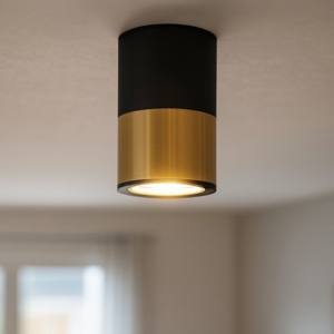 Faretto da soffitto cilindro bicolore nero oro