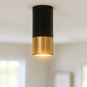 Faretto cilindro nero oro per interni da soffitto