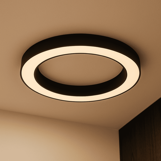 Plafoniera tonda moderna nera 60cm led dimmerabile globus ondaluce