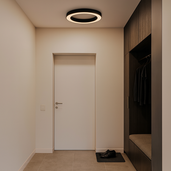 Plafoniera tonda moderna nera 60cm led dimmerabile globus ondaluce