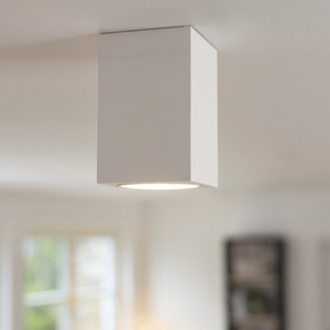 Faretto da soffitto in gesso e metallo bianco quadrato