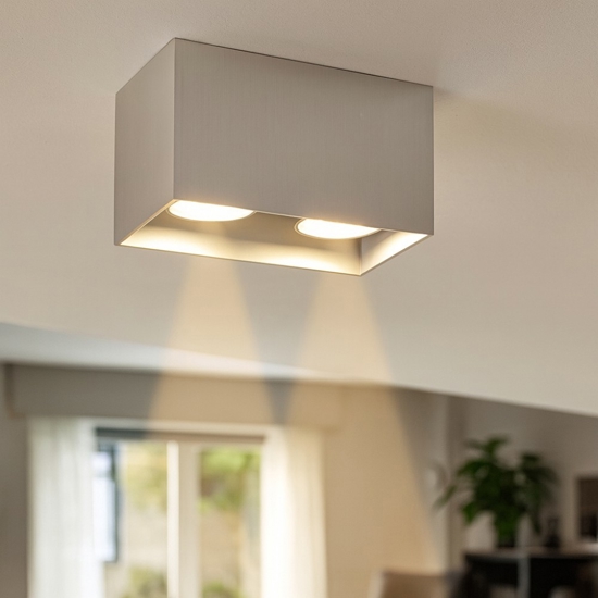 Faretto da soffitto cestello grigio i doppia luce Faretto da soffitto cestello grigio i doppia luce