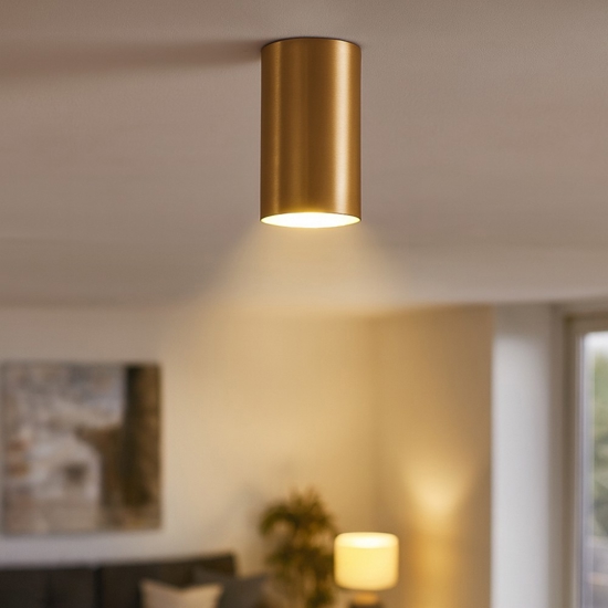 Faretto da soffitto cilindro oro satinato