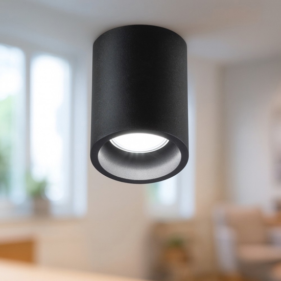 Faretto da soffitto nero cilindro