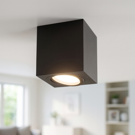 Faretto da soffitto nero cubo orientabile gea luce
