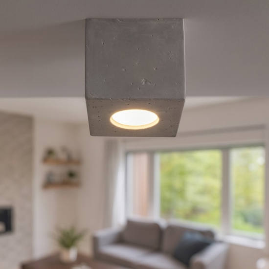 Faretto cubo da soffitto in cemento grigio per interno Faretto cubo da soffitto in cemento grigio per interno