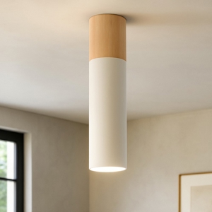 Visualizza i dettagli per Faretto cilindro da soffitto bianco legno Faretto cilindro da soffitto bianco legno