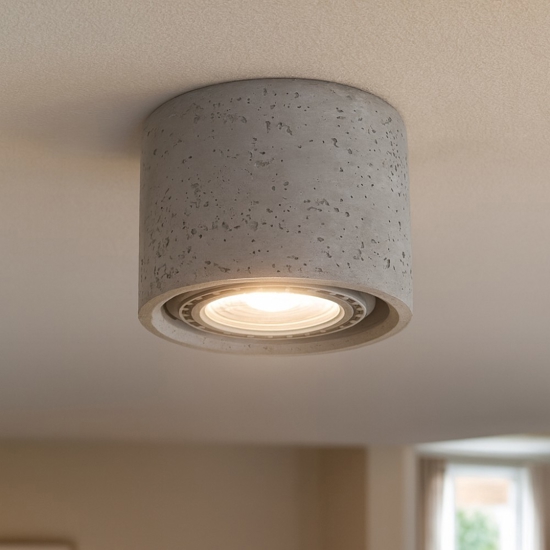 Faretto da soffitto cemento grigio cilindro rotondo