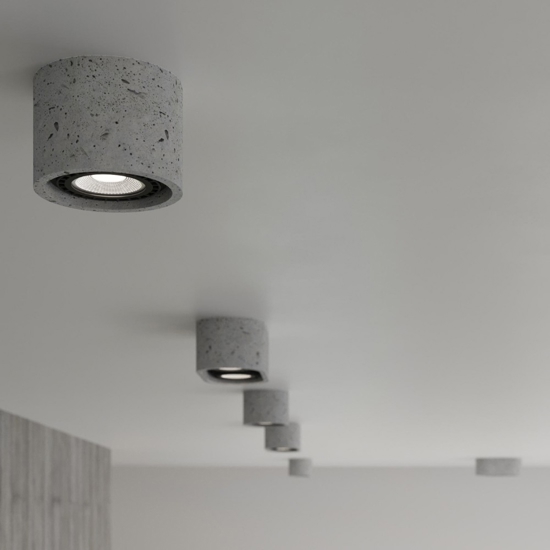 Faretto da soffitto cemento grigio cilindro rotondo