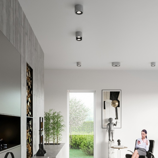 Faretto da soffitto cemento grigio cilindro rotondo