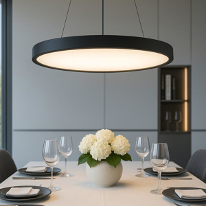 Lampadario da cucina top light plana nero rotondo led 25w cct