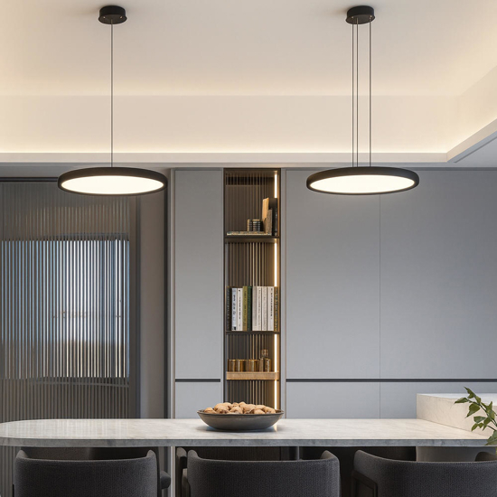 Lampadario da cucina top light plana nero rotondo led 25w cct