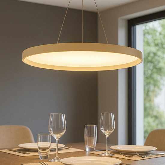 Lampadario per tavolo cucina moderna rotondo sabbia led 25w cct 3000k 3500k 4000k top light plana