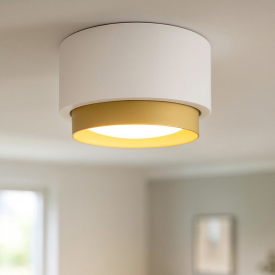 Faretto da soffitto cilindro bianco oro sforzin syme Faretto da soffitto cilindro bianco oro sforzin syme