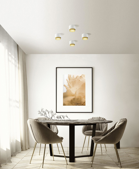 Faretto da soffitto cilindro bianco oro sforzin syme Faretto da soffitto cilindro bianco oro sforzin syme