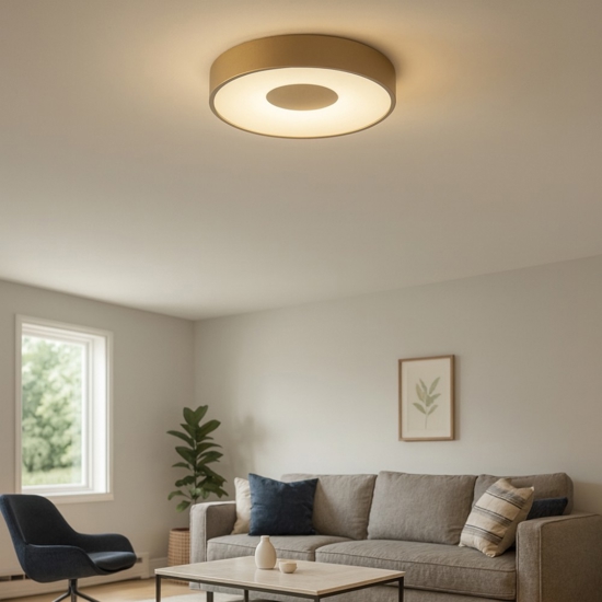 Plafoniera led 56w 2700k a 5000k rotonda oro con telecomando dimmerabile