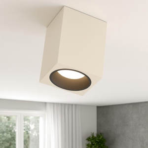 Faretto di gesso bianco parabola alluminio nero da soffitto