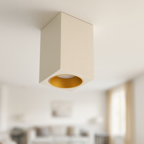 Faretto da soffitto di gesso bianco oro squadrato Faretto da soffitto di gesso bianco oro squadrato