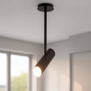 Visualizza i dettagli per Faretto nero con asta da soffitto a sospensione orientabile Faretto nero con asta da soffitto a sospensione orientabile