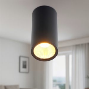 Faretto da soffitto led 15w 2700k cilindro nero