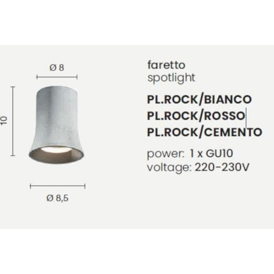 Ondaluce pl rock faretto da soffitto in cemento grigio Ondaluce pl rock faretto da soffitto in cemento grigio