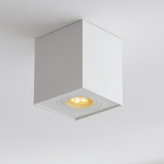 Faretto cubo da soffitto bianco orientabile