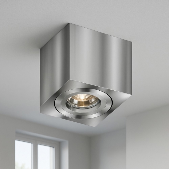 Faretto da soffitto quadrato cromato orientabile
