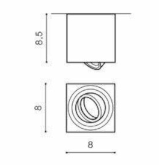 Faretto da soffitto quadrato cromato orientabile