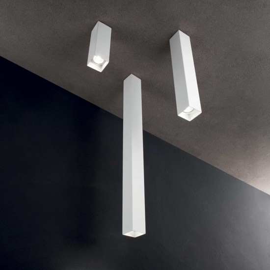 Ideal lux sky pl1 h40 faretto da soffitto bianco squadrato