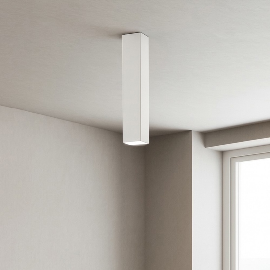 Ideal lux sky pl1 h40 faretto da soffitto bianco squadrato