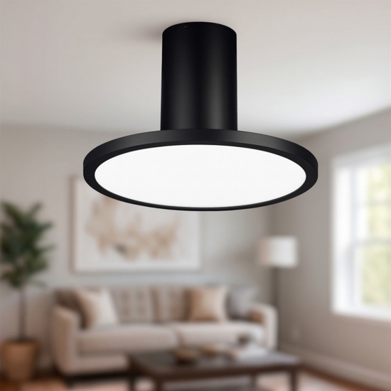 Faretto led 14w 3000k da soffitto nero parabola orientabile