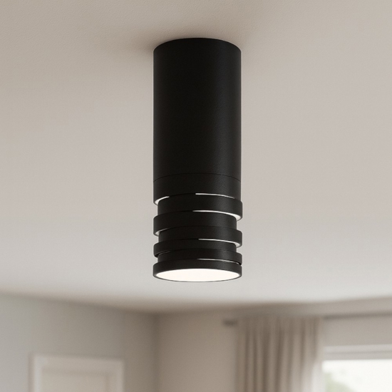 Faretto da soffitto cilindro sporgente nero emily gea luce