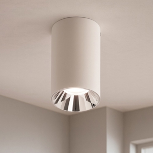 Faretto da soffitto cilindro bianco riflettore cromato