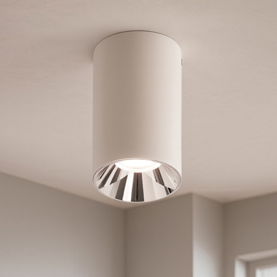 Faretto da soffitto cilindro bianco riflettore cromato Faretto da soffitto cilindro bianco riflettore cromato