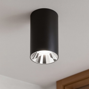 Faretto da soffitto tubo nero riflettore cromato