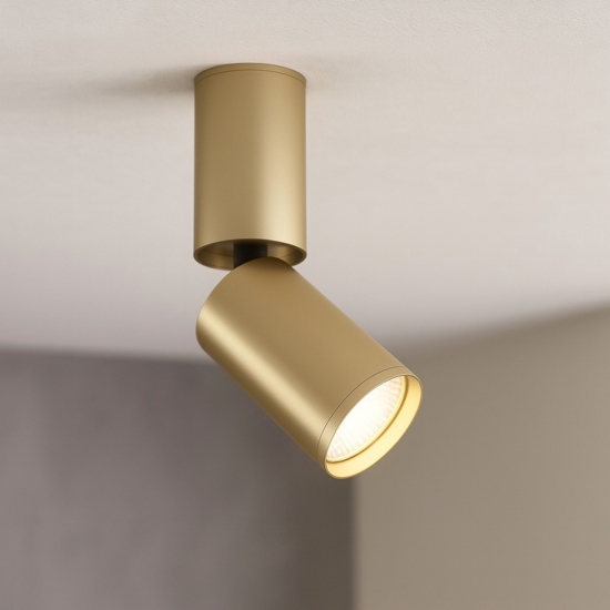 Faretto focus cilindro da soffitto oro satinato orientabile maytoni Faretto focus cilindro da soffitto oro satinato orientabile maytoni
