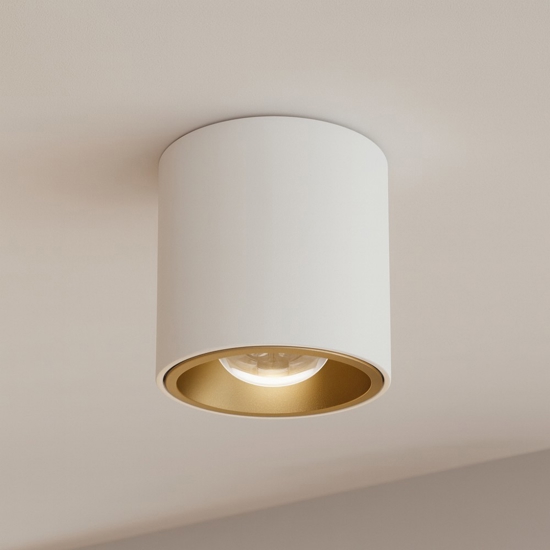 Baton linea light faretto led cilindrico da soffitto bianco oro 7.3w 4000k