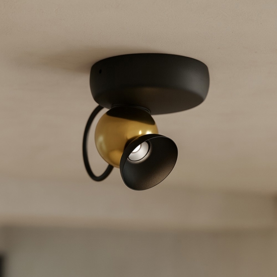 Faretto da soffitto orientabile duck linea light led 10w 3000k oro Faretto da soffitto orientabile duck linea light led 10w 3000k oro