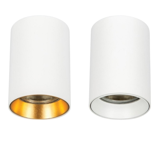 Faretto da soffitto cilindro bianco interno oro