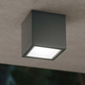 Visualizza i dettagli per Ideal lux faretto per esterno led techo pl1 small cubo antracite Ideal lux faretto per esterno led techo pl1 small cubo antracite