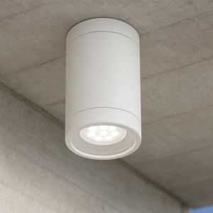 Faretto da esterno led a soffitto ip44 cilindro bianco gu10