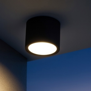 Faretto da esterno a soffitto cilindro nero ip54
