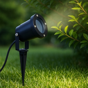 Faretto da giardino con picchetto nero da terra fp