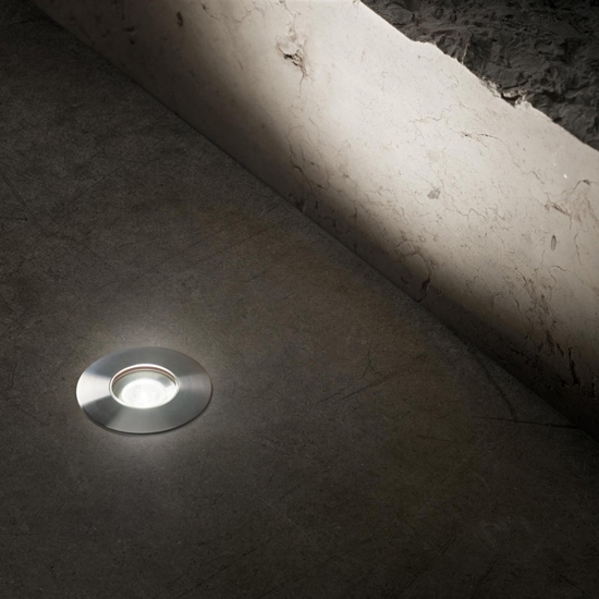 Faretto rocket pt 15 per esterno 2w 4000k da incasso a pavimento grigio acciaio ideal lux